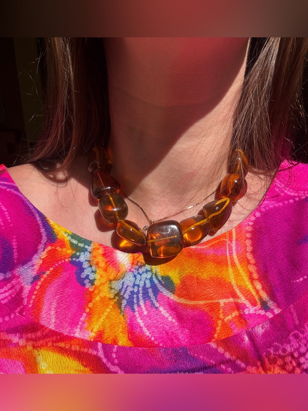 70s Vintage Chunky Faux Amber Necklace